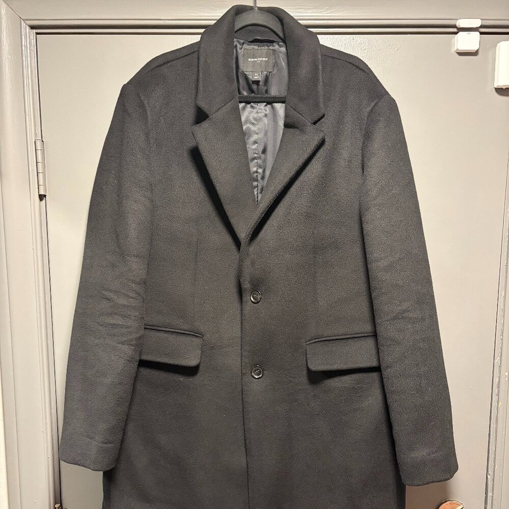 Men's Banana Republic Black Wool Blend Winter Coat - Size XL